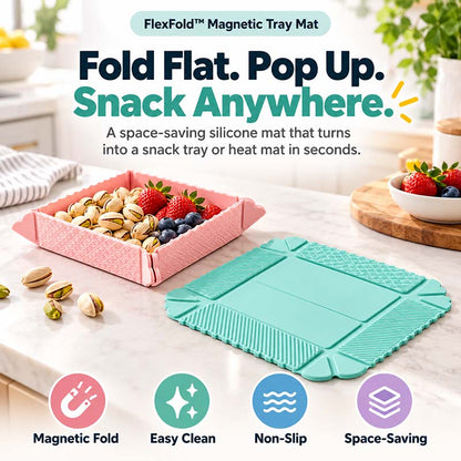 🧲 FlexFold™ Magnetic Folding Tray – Snack Tray & Kitchen Mat