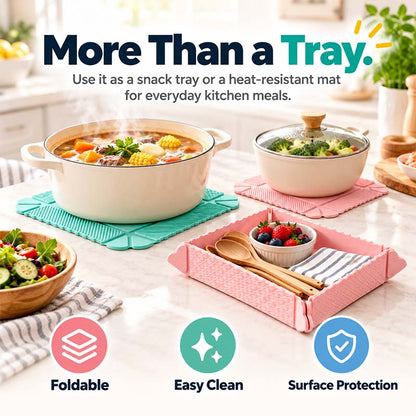 🧲 FlexFold™ Magnetic Folding Tray – Snack Tray & Kitchen Mat