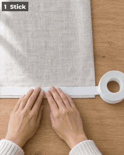 Stick, peel, fold and press: hemming a curtain with peel-and-stick hem tape, then a pull test
