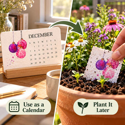 Use the seed paper calendar on a desk month by month, then plant the torn pages outdoors to grow flowers