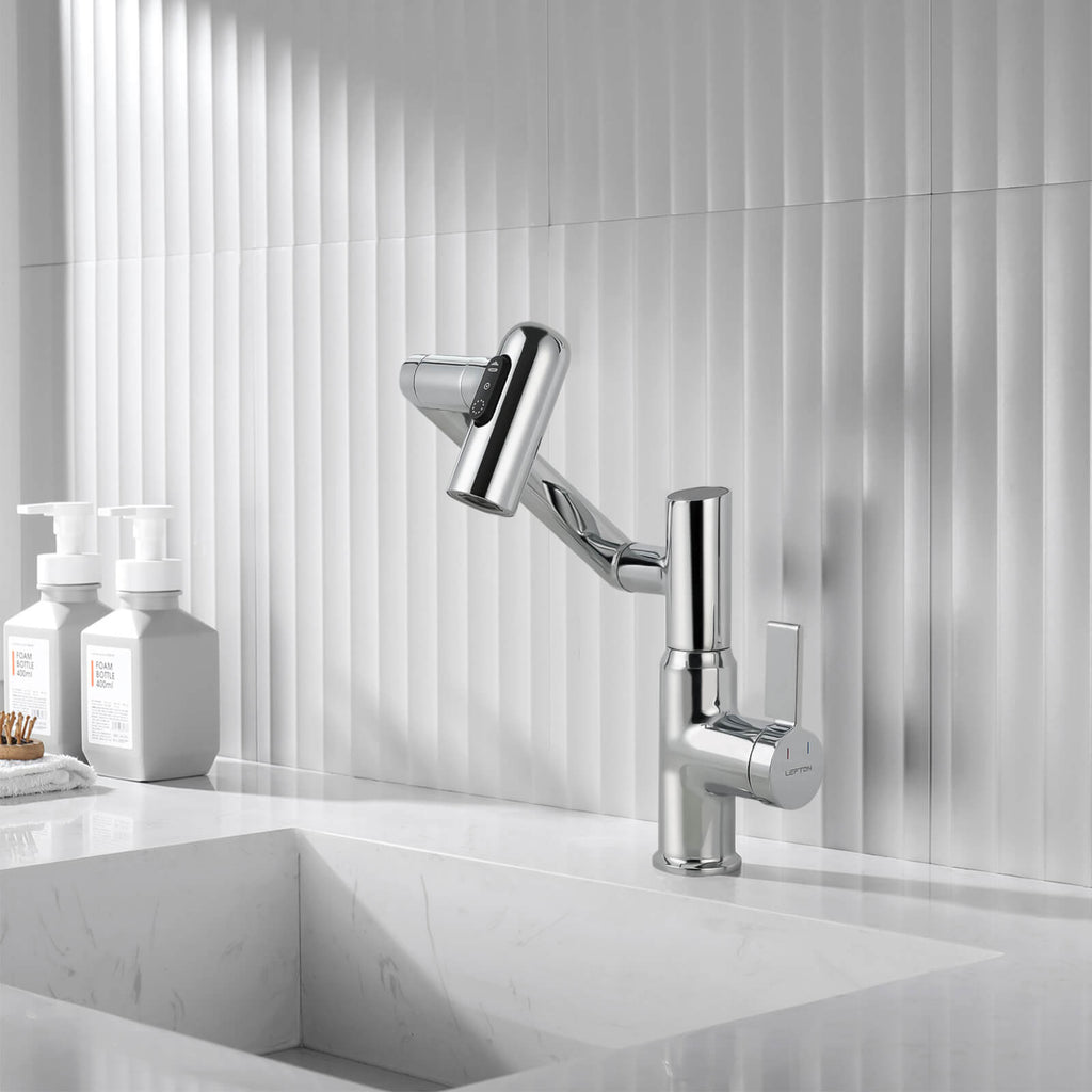 Recertified-Lefton Single-Hole Rotatable Faucet with Temperature Display-BF2204-US