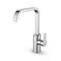 Waterfall kitchen faucet in chrome, front view
