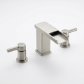 Three-piece widespread waterfall bathroom faucet in brushed nickel
