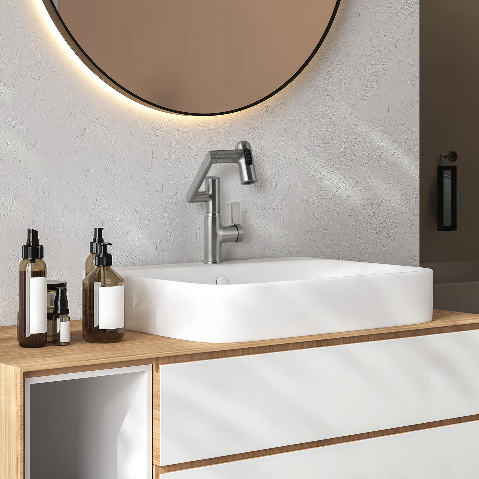 Recertified-Lefton Single-Hole Rotatable Faucet with Temperature Display-BF2204-US