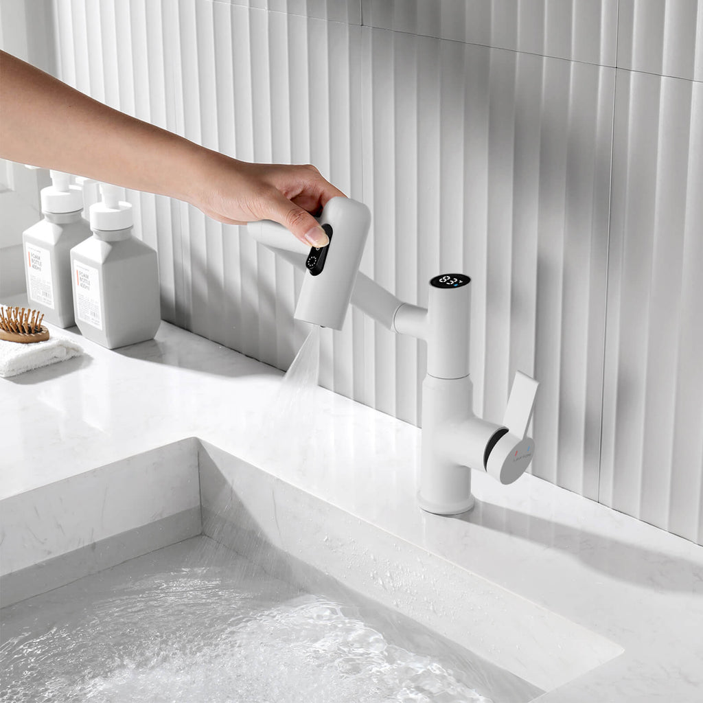 Recertified-Lefton Single-Hole Rotatable Faucet with Temperature Display-BF2204-US