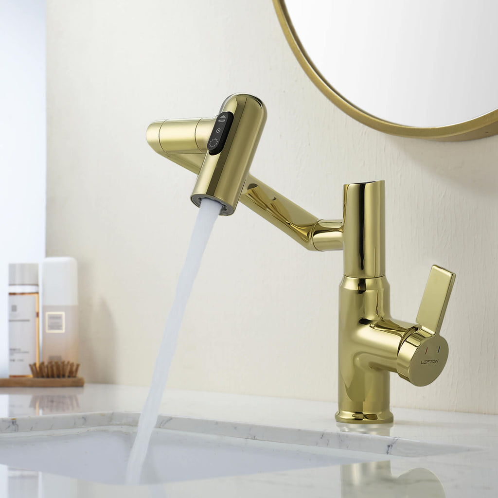 Recertified-Lefton Single-Hole Rotatable Faucet with Temperature Display-BF2204-US