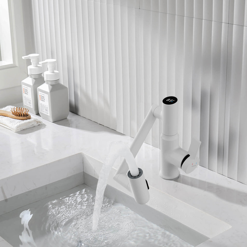 Recertified-Lefton Single-Hole Rotatable Faucet with Temperature Display-BF2204-US