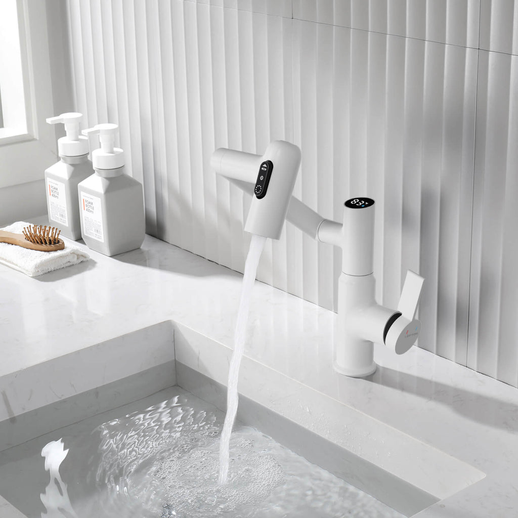 Recertified-Lefton Single-Hole Rotatable Faucet with Temperature Display-BF2204-US