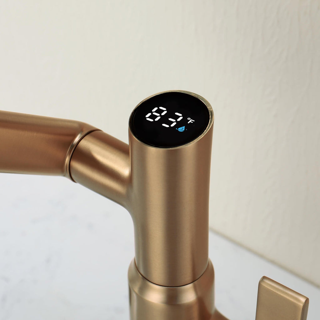 Recertified-Lefton Single-Hole Rotatable Faucet with Temperature Display-BF2204-US