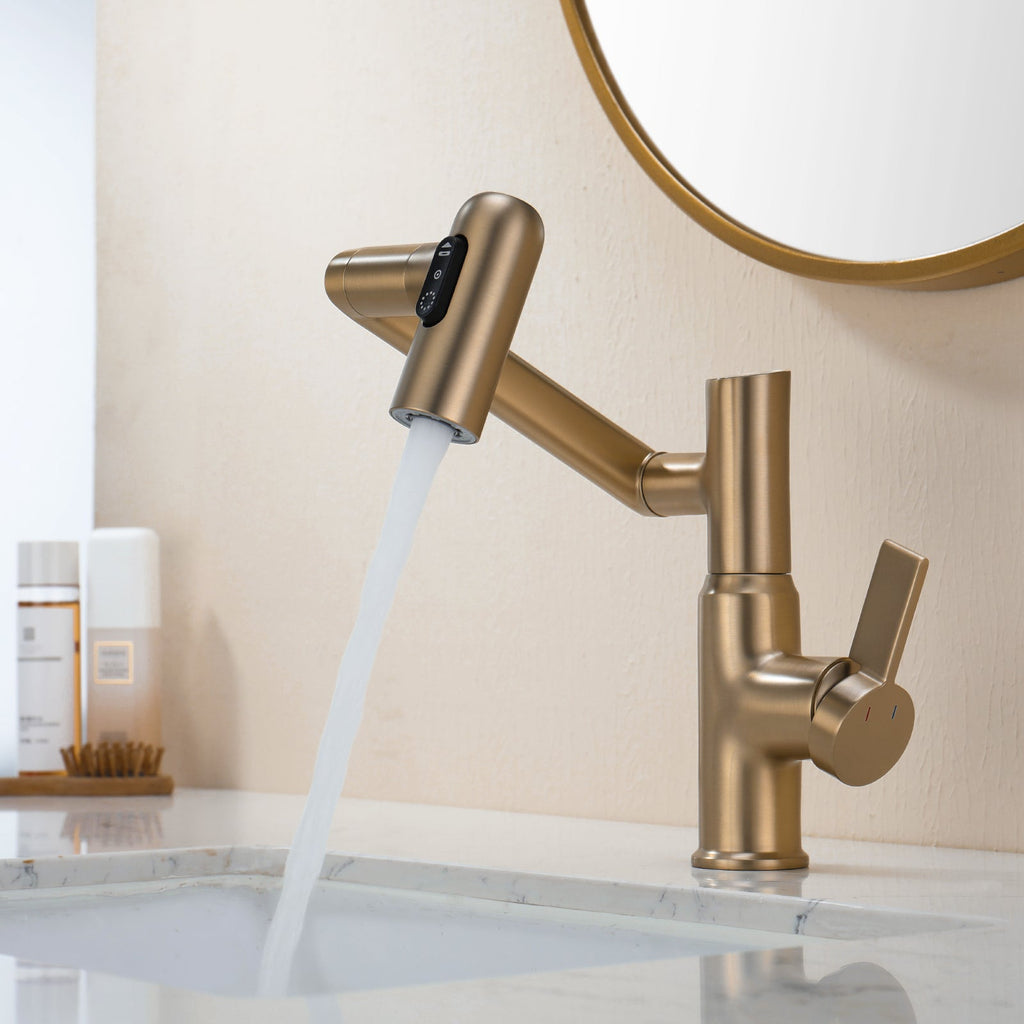 Recertified-Lefton Single-Hole Rotatable Faucet with Temperature Display-BF2204-US