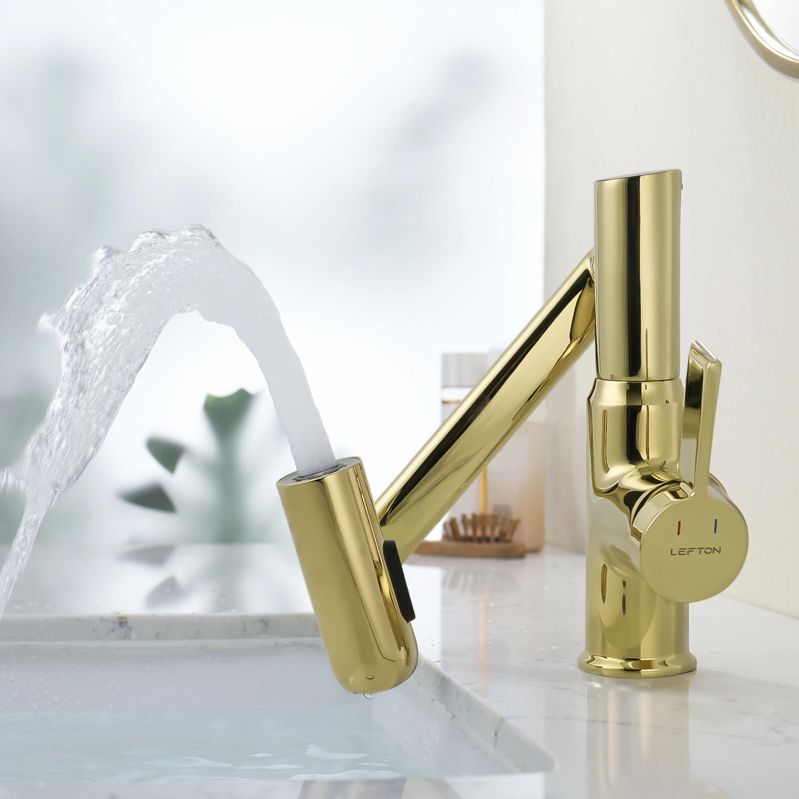 Recertified-Lefton Single-Hole Rotatable Faucet with Temperature Display-BF2204-US