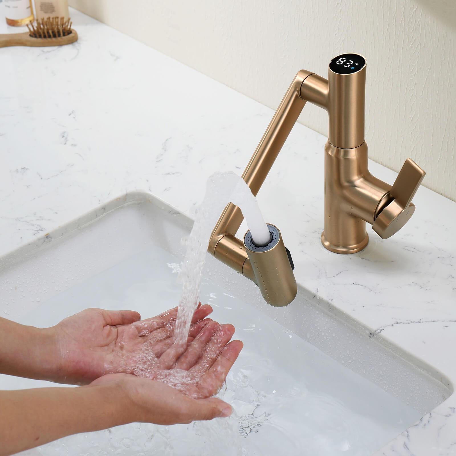 Recertified-Lefton Single-Hole Rotatable Faucet with Temperature Display-BF2204-US