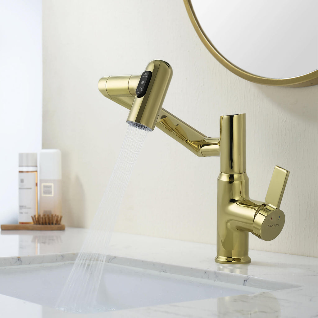 Recertified-Lefton Single-Hole Rotatable Faucet with Temperature Display-BF2204-US