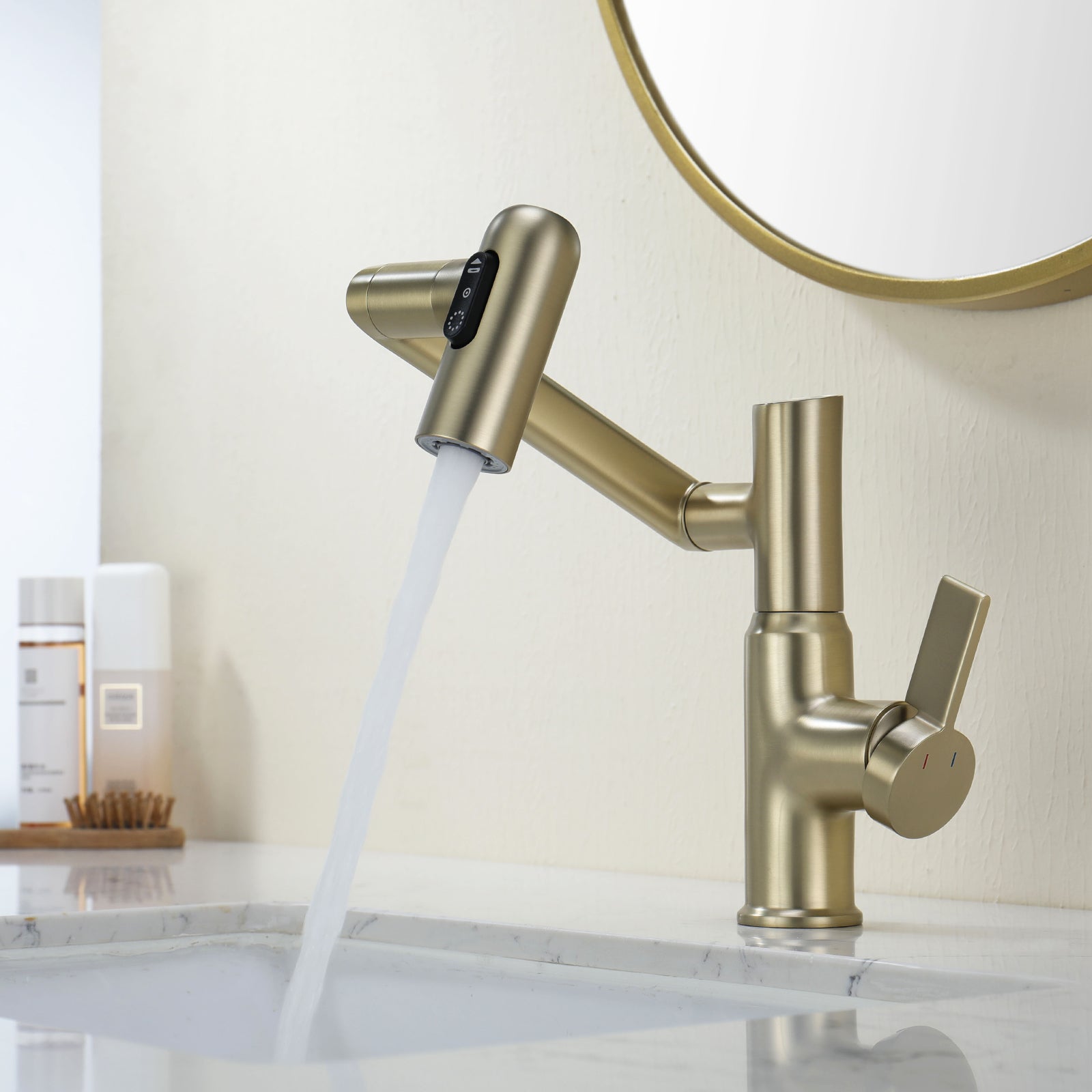 Recertified-Lefton Single-Hole Rotatable Faucet with Temperature Display-BF2204-US