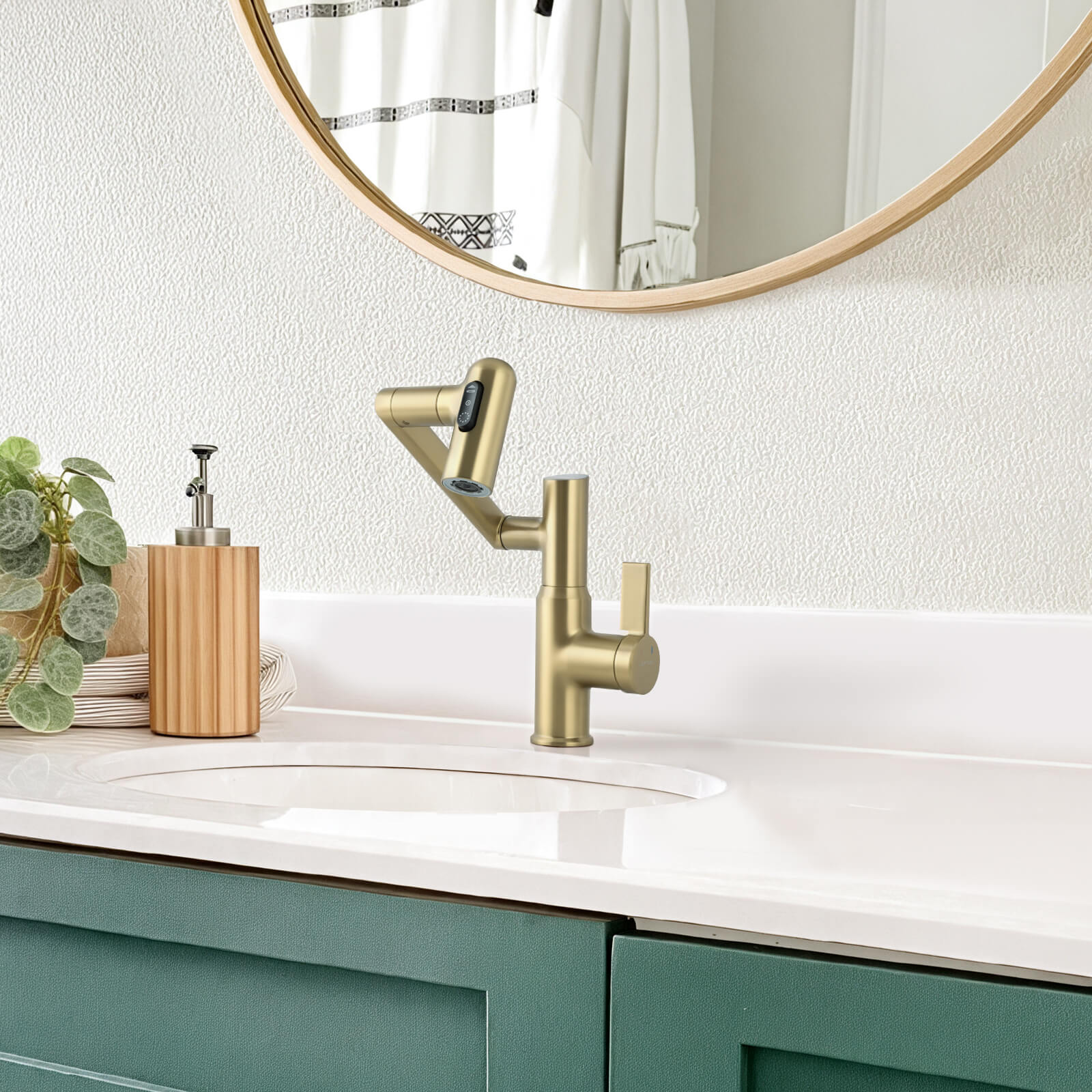 Recertified-Lefton Single-Hole Rotatable Faucet with Temperature Display-BF2204-US