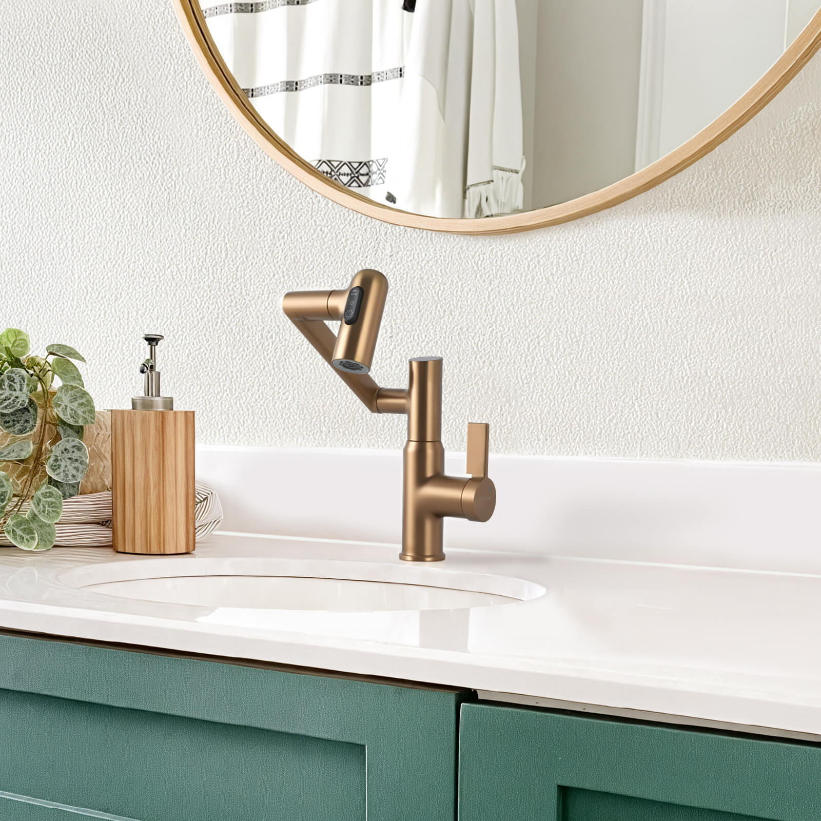 Recertified-Lefton Single-Hole Rotatable Faucet with Temperature Display-BF2204-US