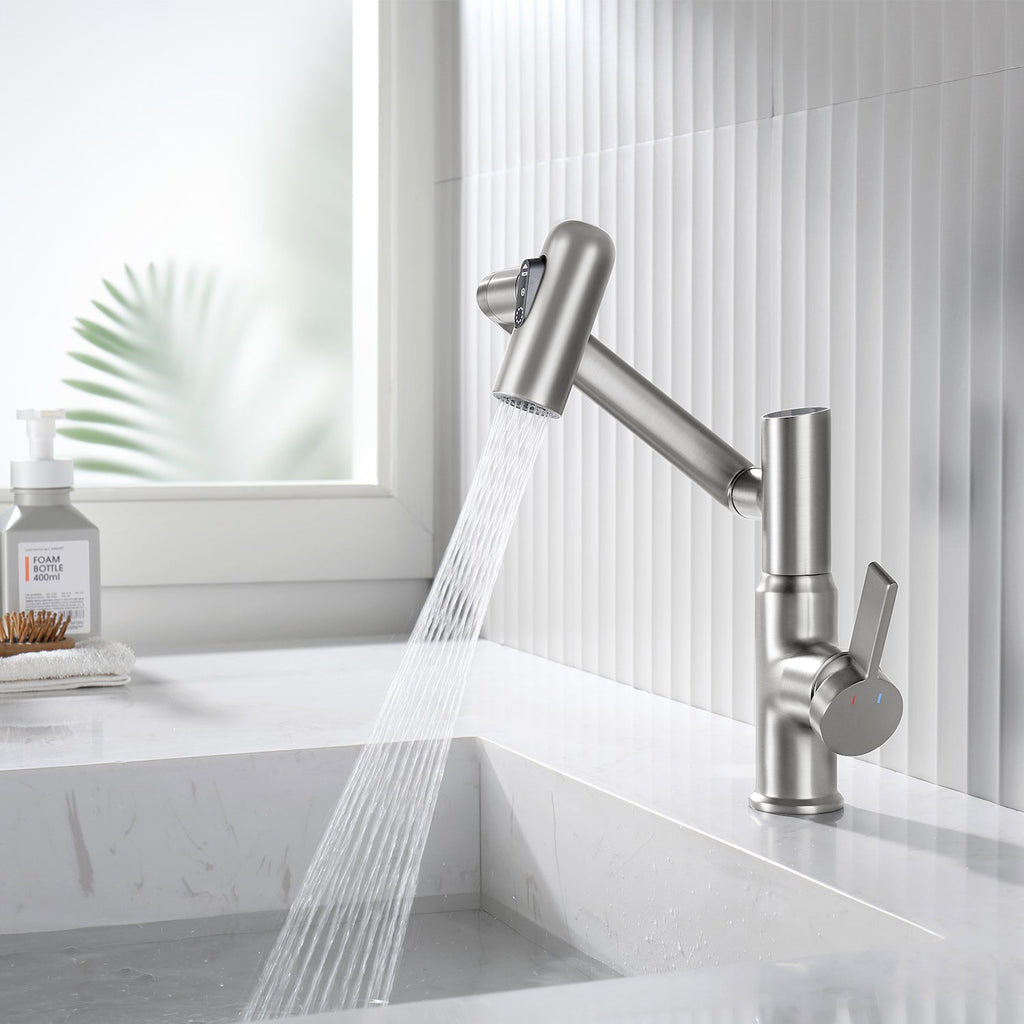 Recertified-Lefton Single-Hole Rotatable Faucet with Temperature Display-BF2204-US
