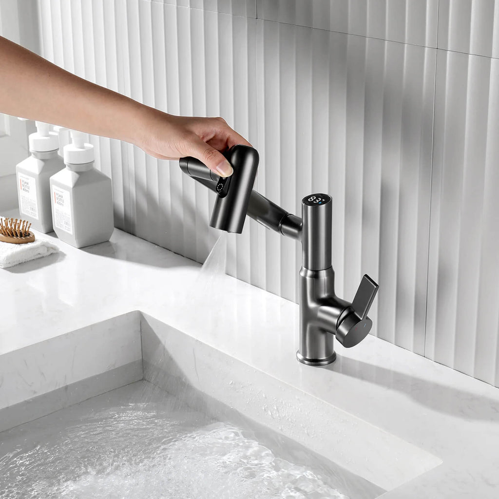 Recertified-Lefton Single-Hole Rotatable Faucet with Temperature Display-BF2204-US