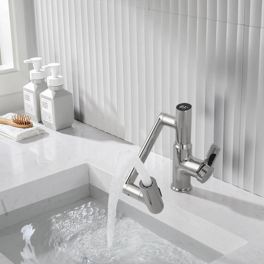 Recertified-Lefton Single-Hole Rotatable Faucet with Temperature Display-BF2204-US