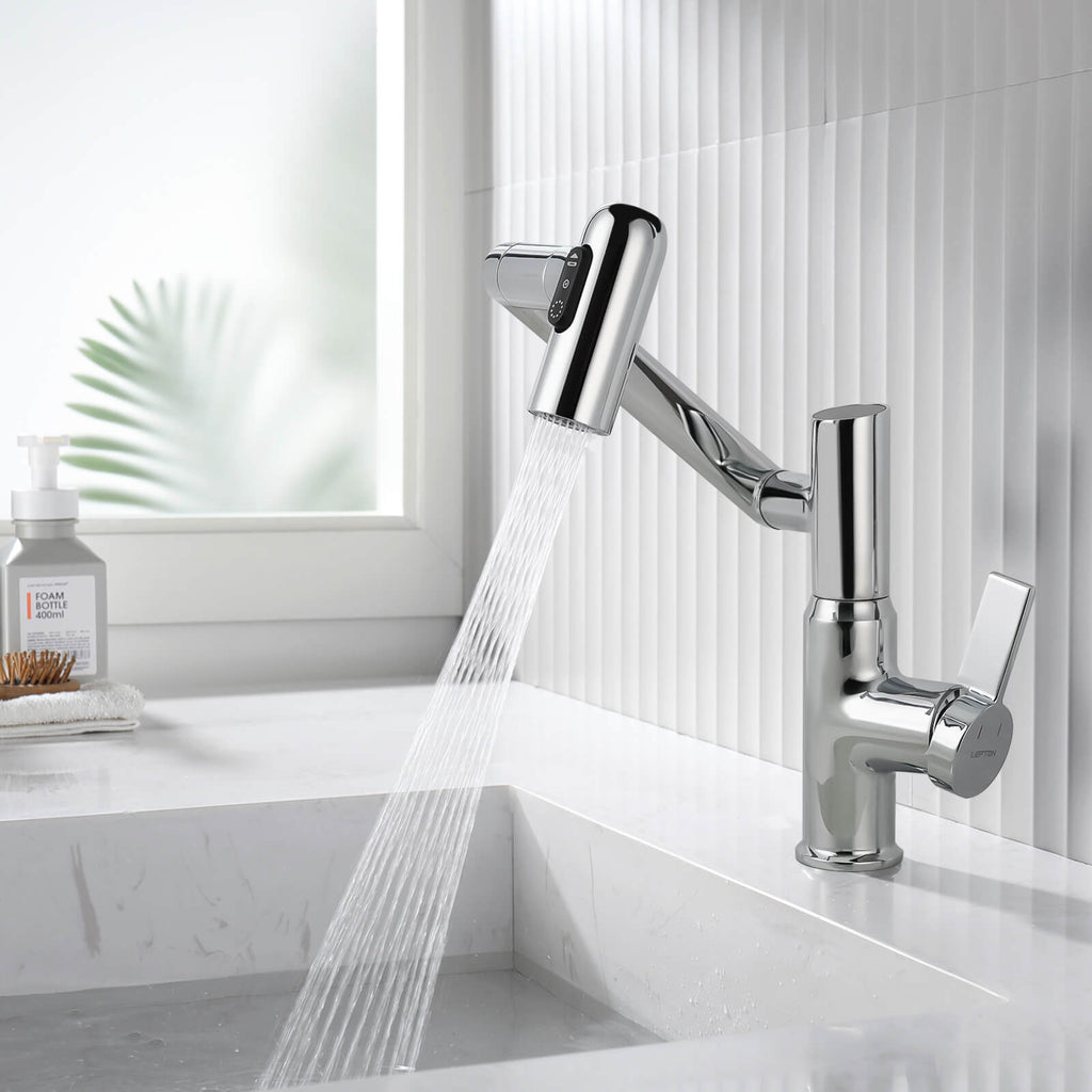 Recertified-Lefton Single-Hole Rotatable Faucet with Temperature Display-BF2204-US