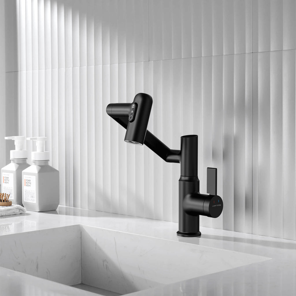 Recertified-Lefton Single-Hole Rotatable Faucet with Temperature Display-BF2204-US