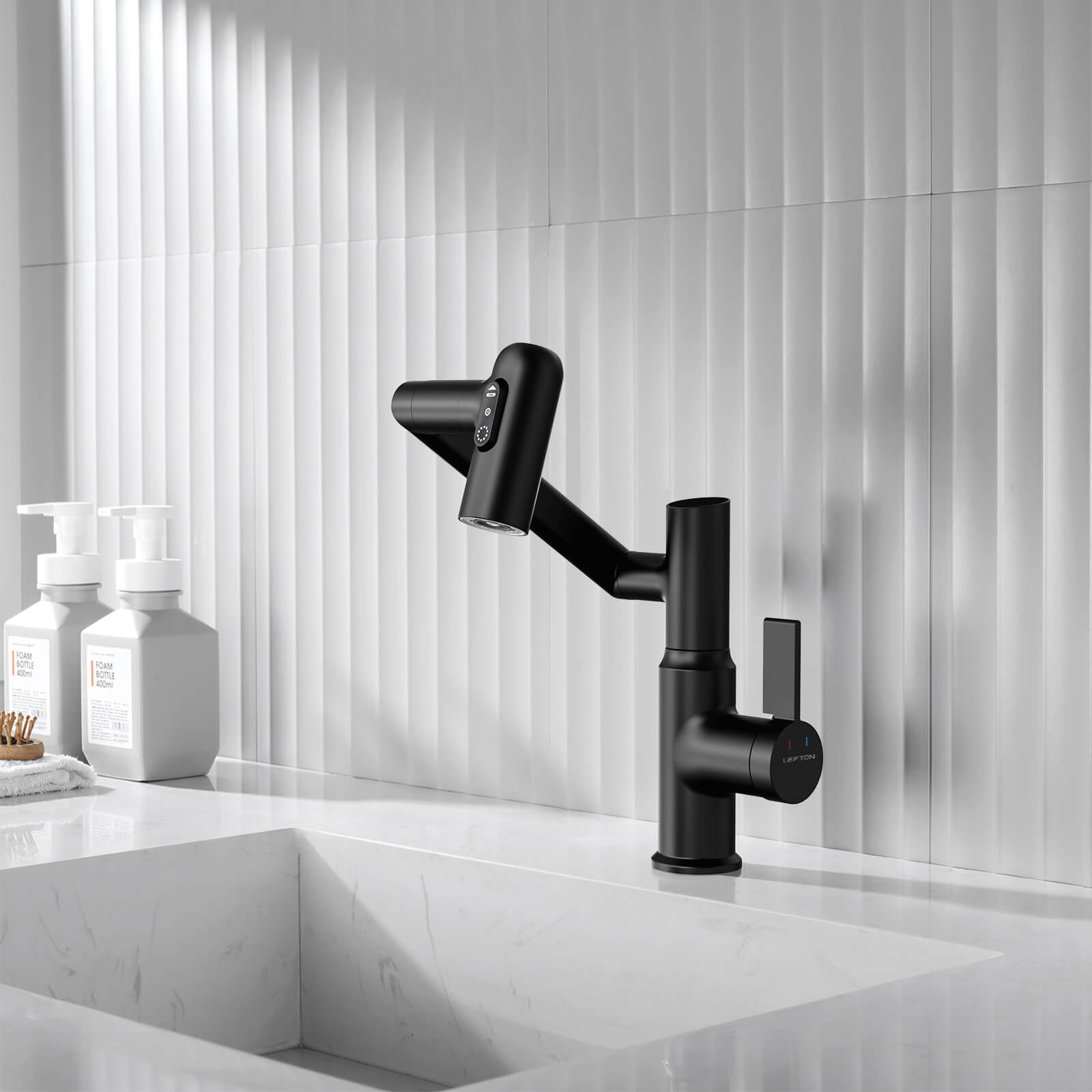 Recertified-Lefton Single-Hole Rotatable Faucet with Temperature Display-BF2204-US