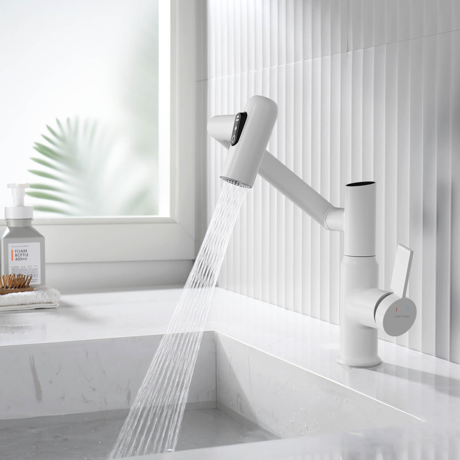 Recertified-Lefton Single-Hole Rotatable Faucet with Temperature Display-BF2204-US