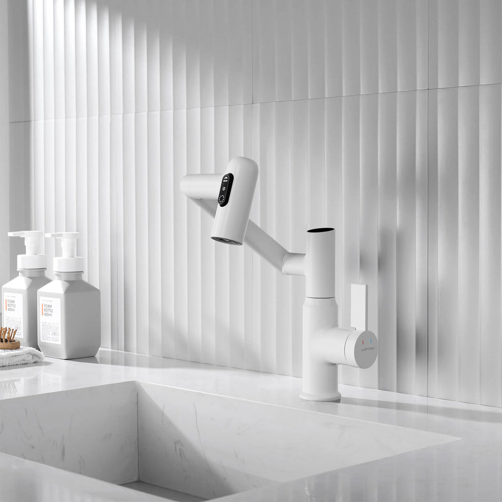 Recertified-Lefton Single-Hole Rotatable Faucet with Temperature Display-BF2204-US