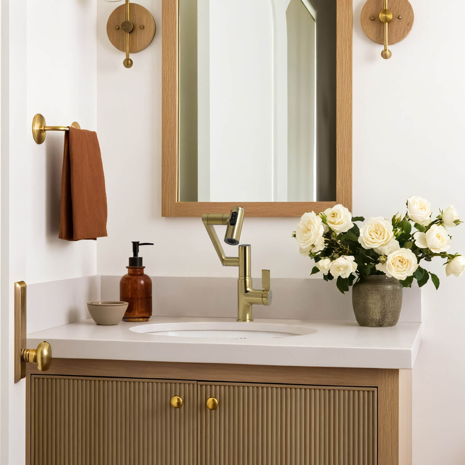 Recertified-Lefton Single-Hole Rotatable Faucet with Temperature Display-BF2204-US