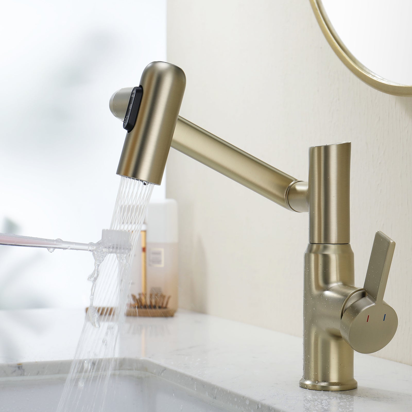 Recertified-Lefton Single-Hole Rotatable Faucet with Temperature Display-BF2204-US