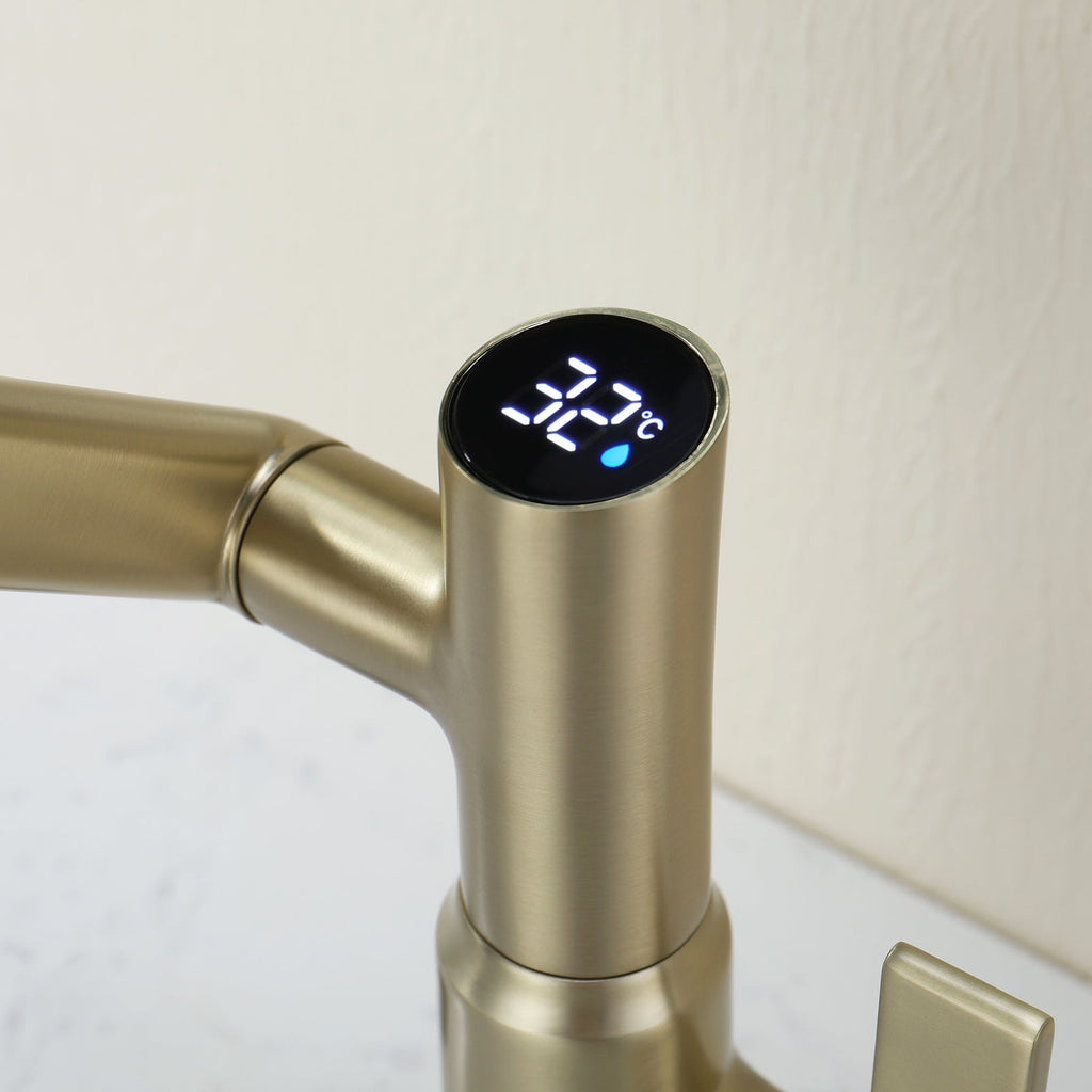 Recertified-Lefton Single-Hole Rotatable Faucet with Temperature Display-BF2204-US