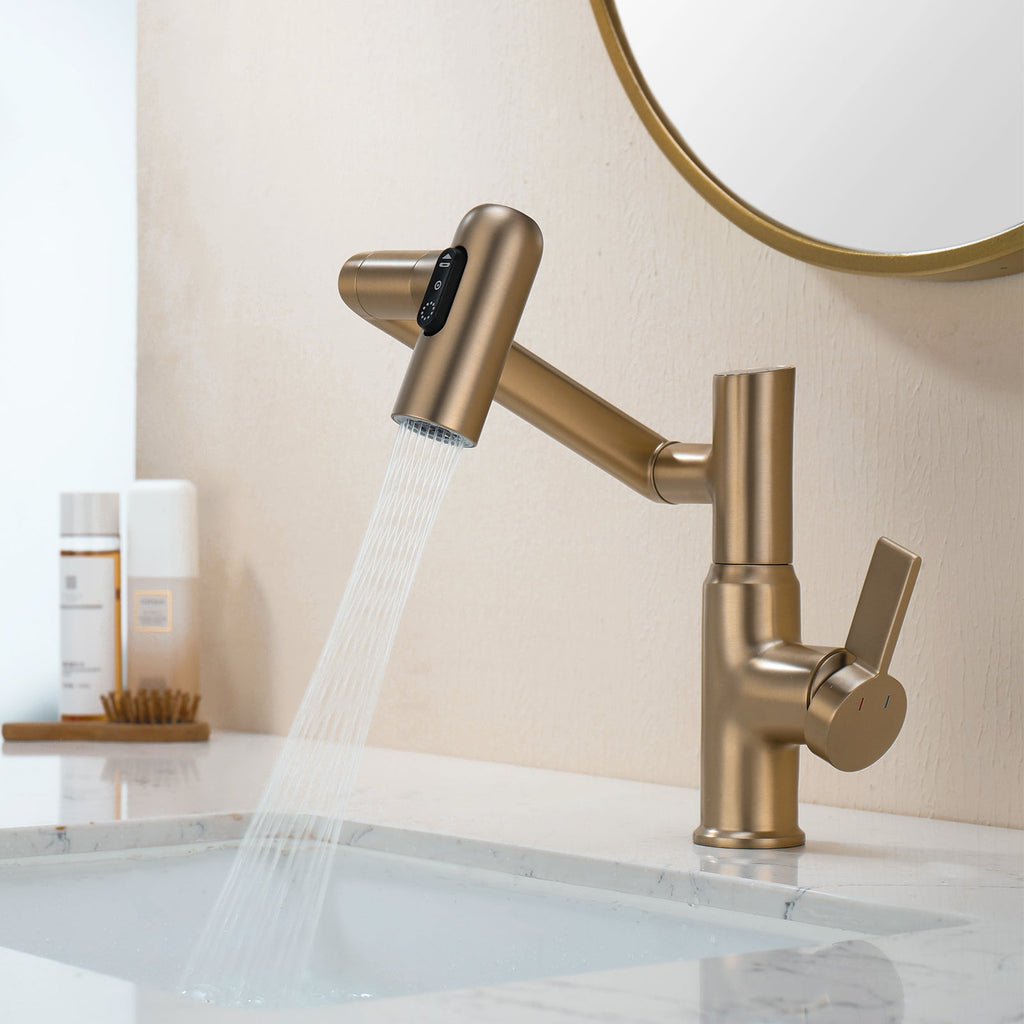 Recertified-Lefton Single-Hole Rotatable Faucet with Temperature Display-BF2204-US