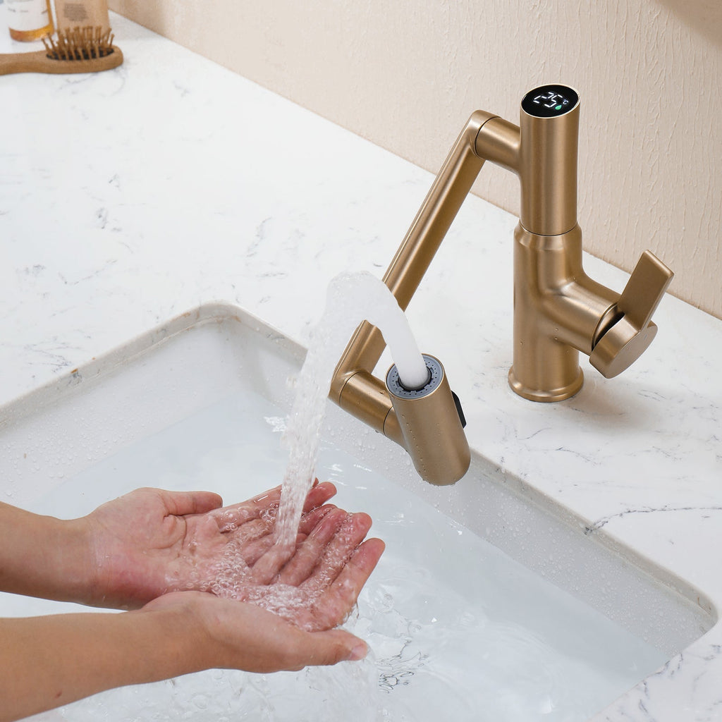 Recertified-Lefton Single-Hole Rotatable Faucet with Temperature Display-BF2204-US