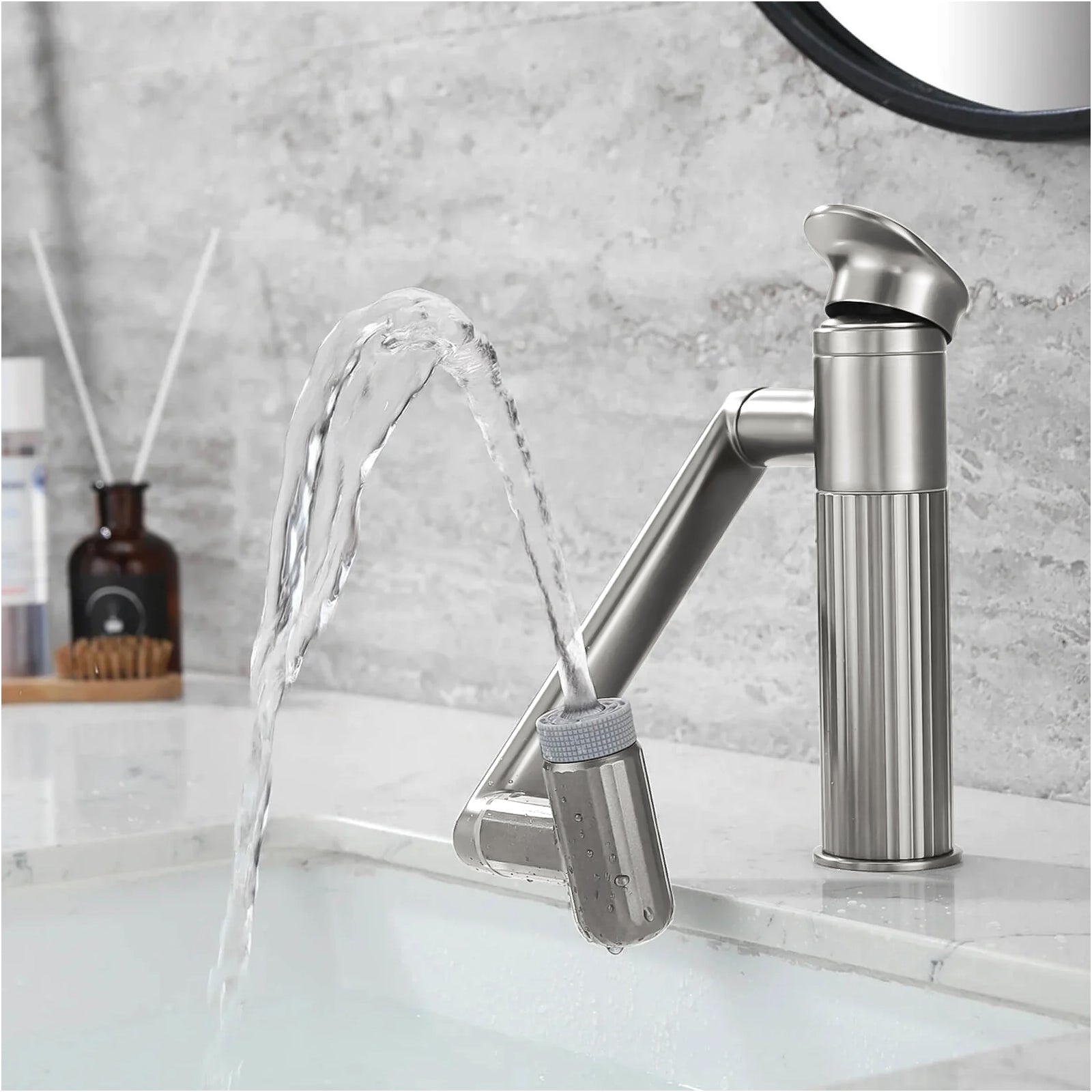 Recertified-Lefton 360° Rotatable Single-Hole Bathroom Faucet-BF2208-US