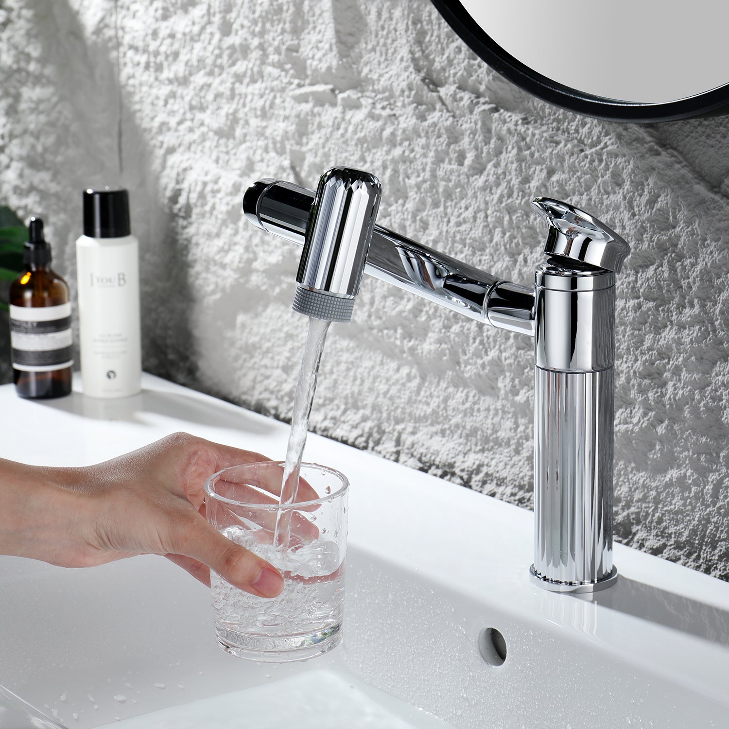 Recertified-Lefton 360° Rotatable Single-Hole Bathroom Faucet-BF2208-US