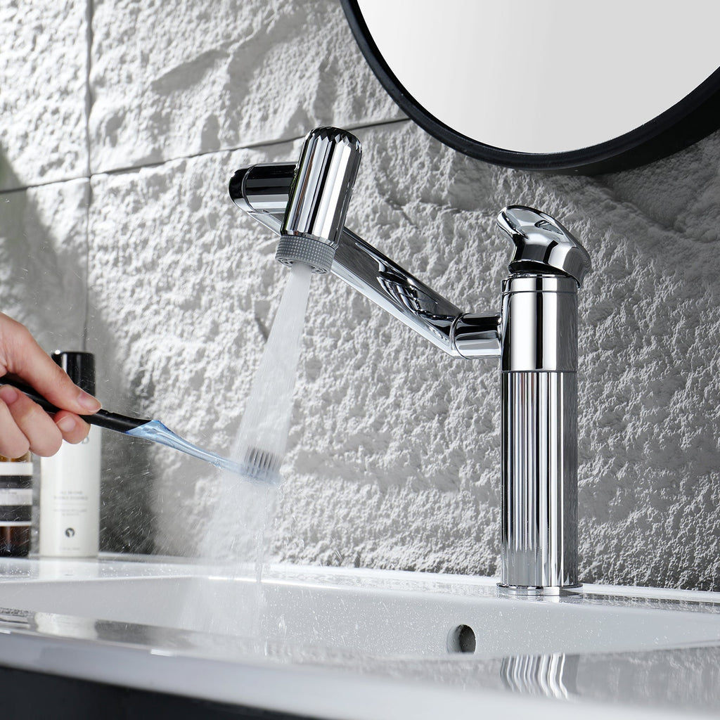 Recertified-Lefton 360° Rotatable Single-Hole Bathroom Faucet-BF2208-US