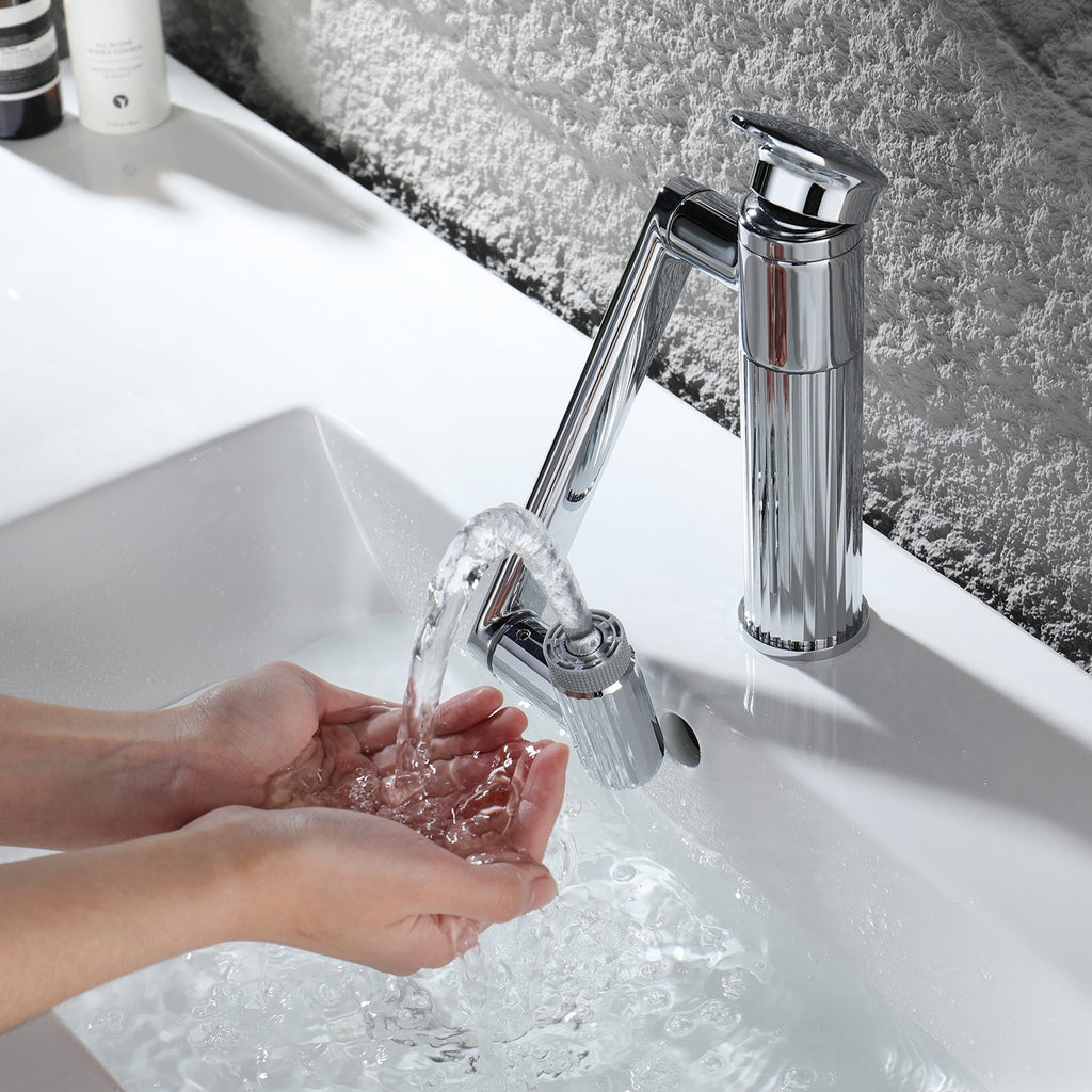 Recertified-Lefton 360° Rotatable Single-Hole Bathroom Faucet-BF2208-US