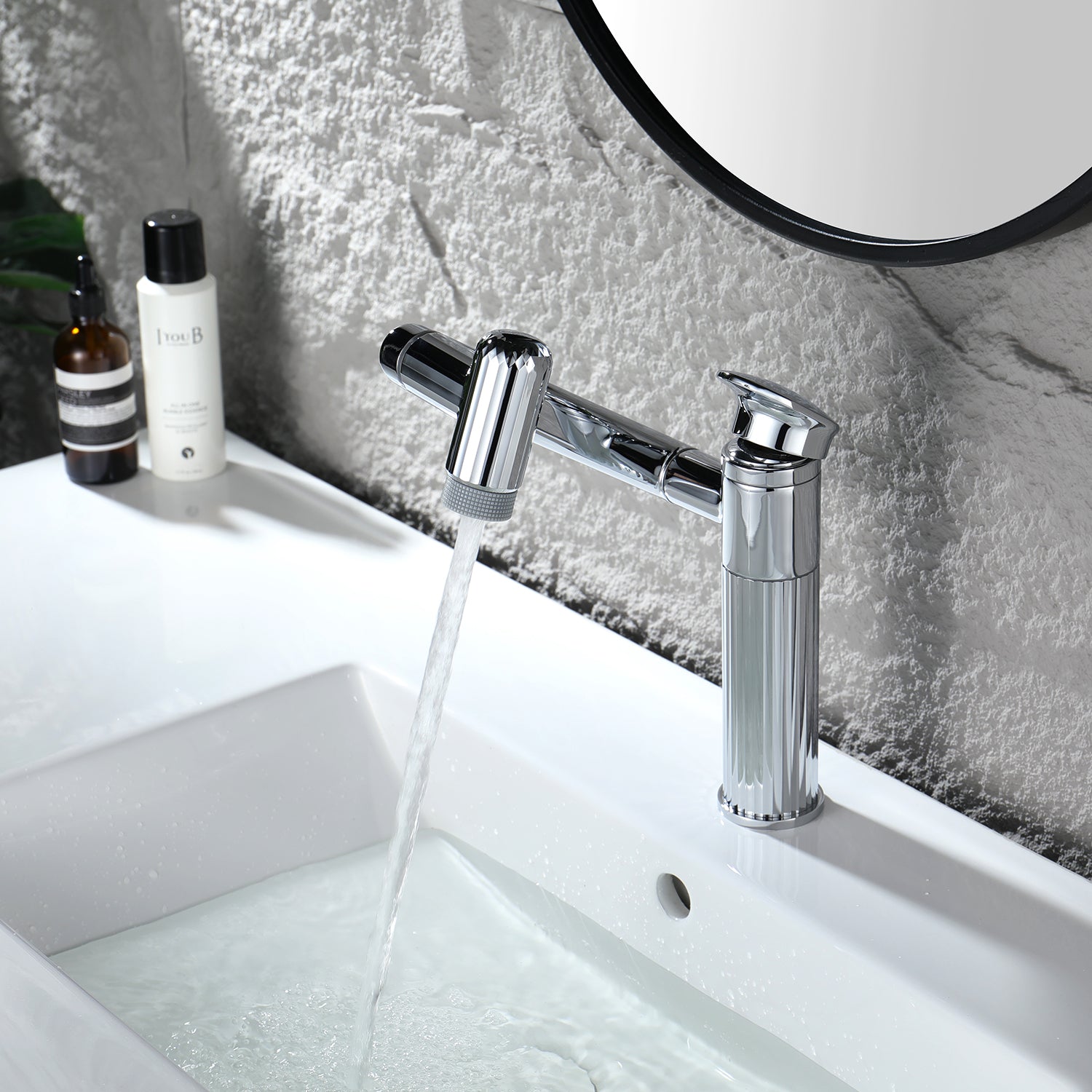 Recertified-Lefton 360° Rotatable Single-Hole Bathroom Faucet-BF2208-US