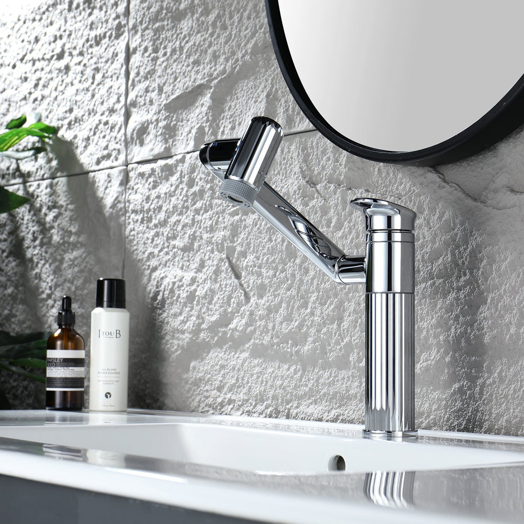 Recertified-Lefton 360° Rotatable Single-Hole Bathroom Faucet-BF2208-US