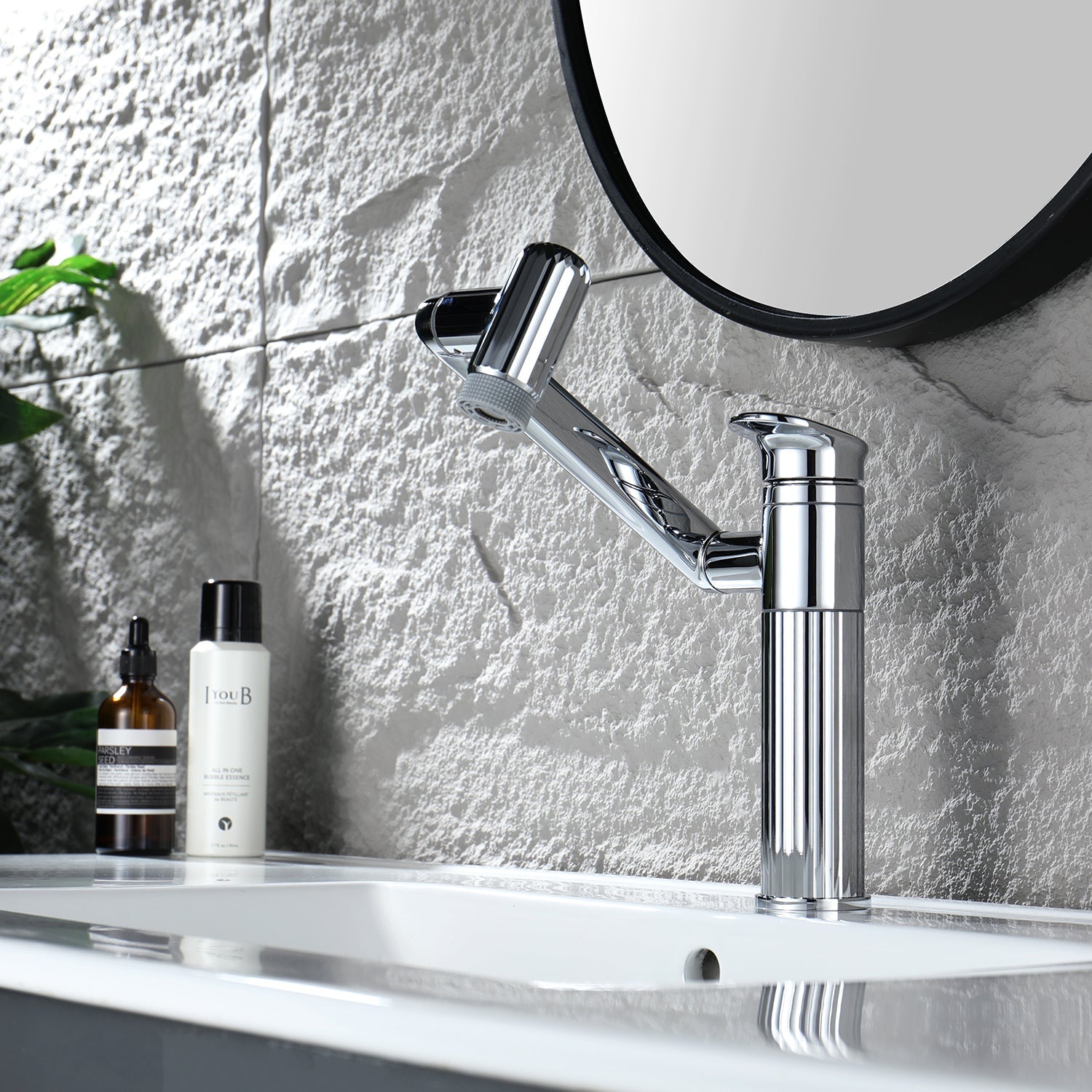 Recertified-Lefton 360° Rotatable Single-Hole Bathroom Faucet-BF2208-US
