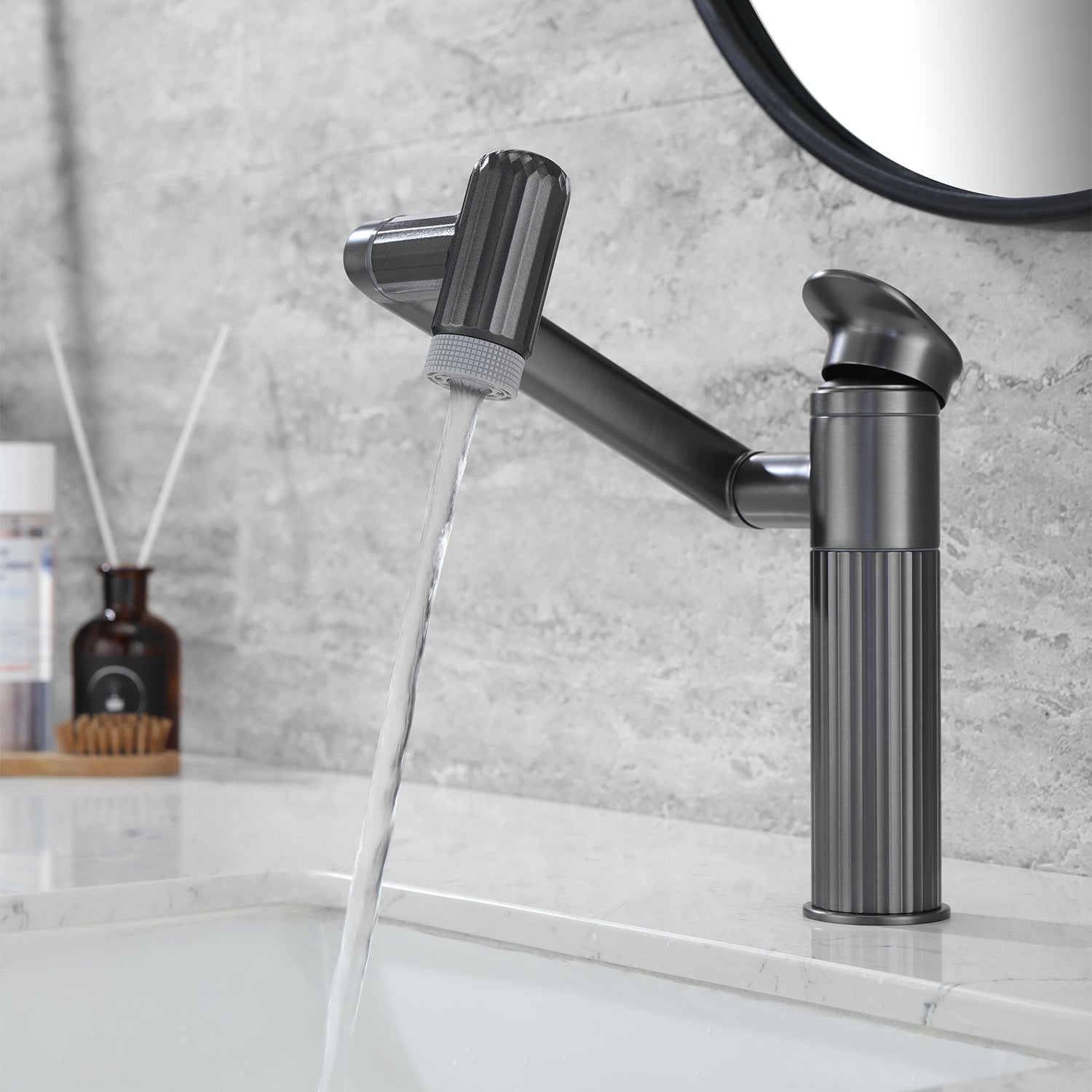 Recertified-Lefton 360° Rotatable Single-Hole Bathroom Faucet-BF2208-US