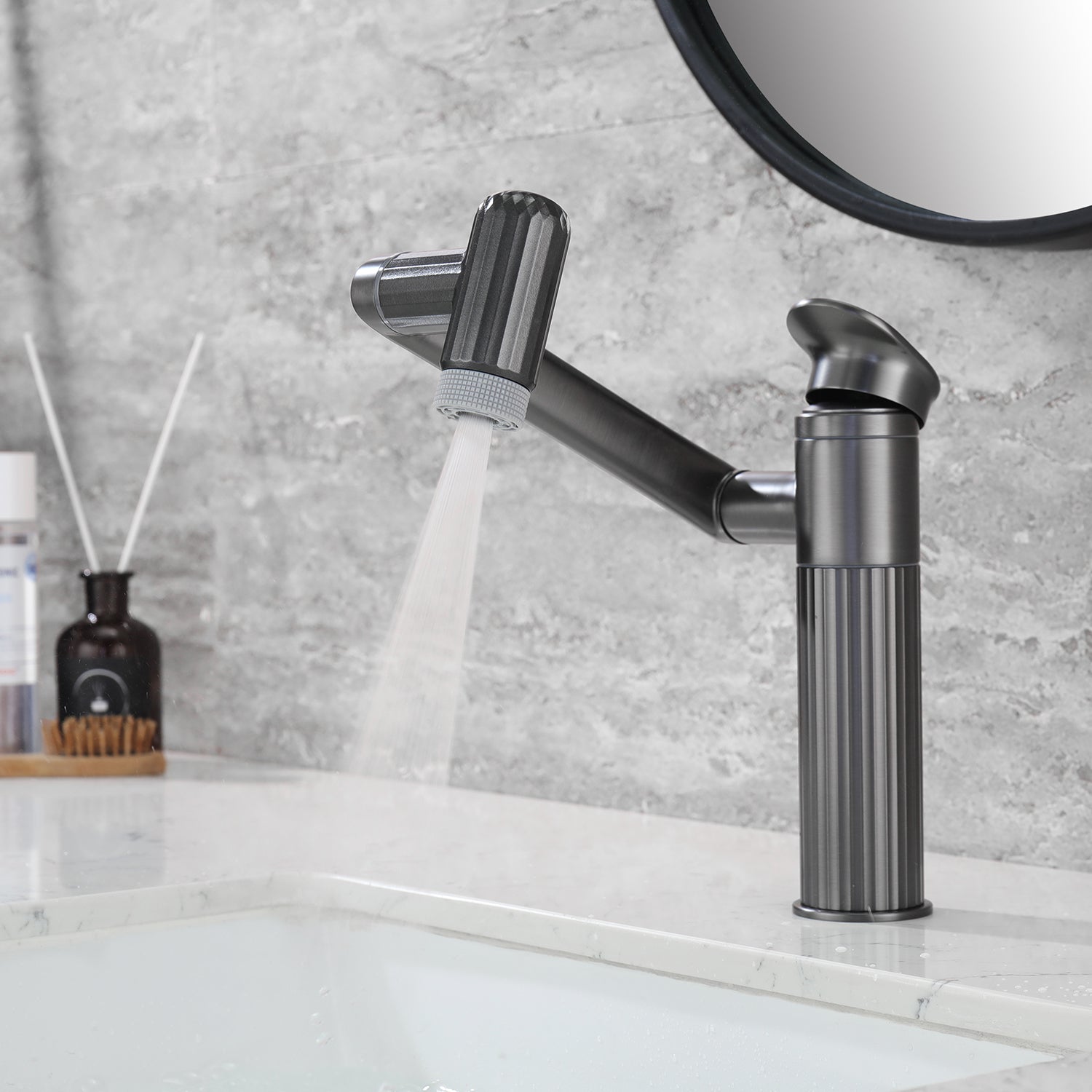 Recertified-Lefton 360° Rotatable Single-Hole Bathroom Faucet-BF2208-US
