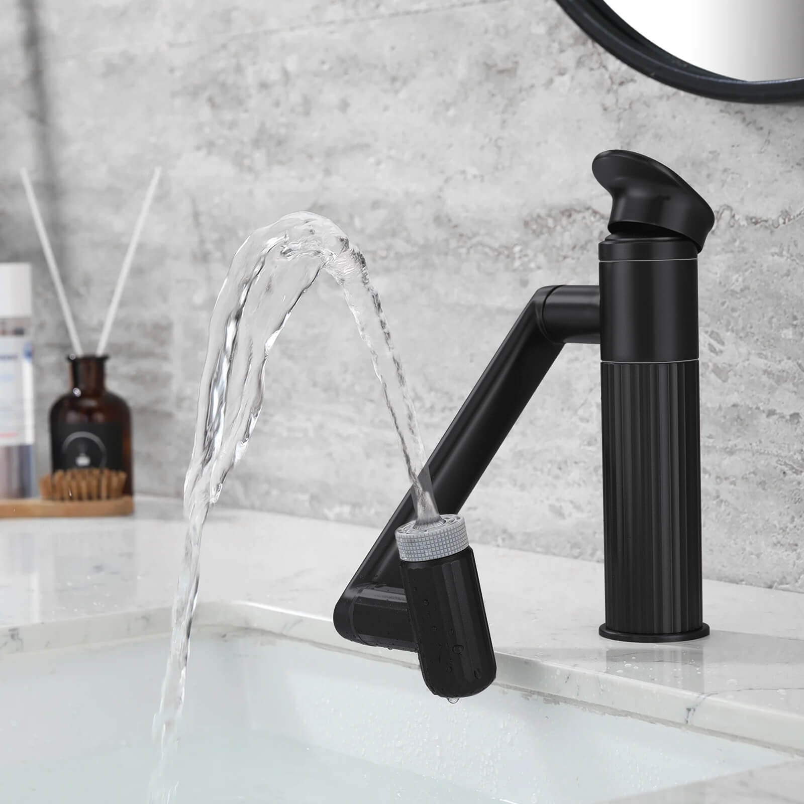 Recertified-Lefton 360° Rotatable Single-Hole Bathroom Faucet-BF2208-US