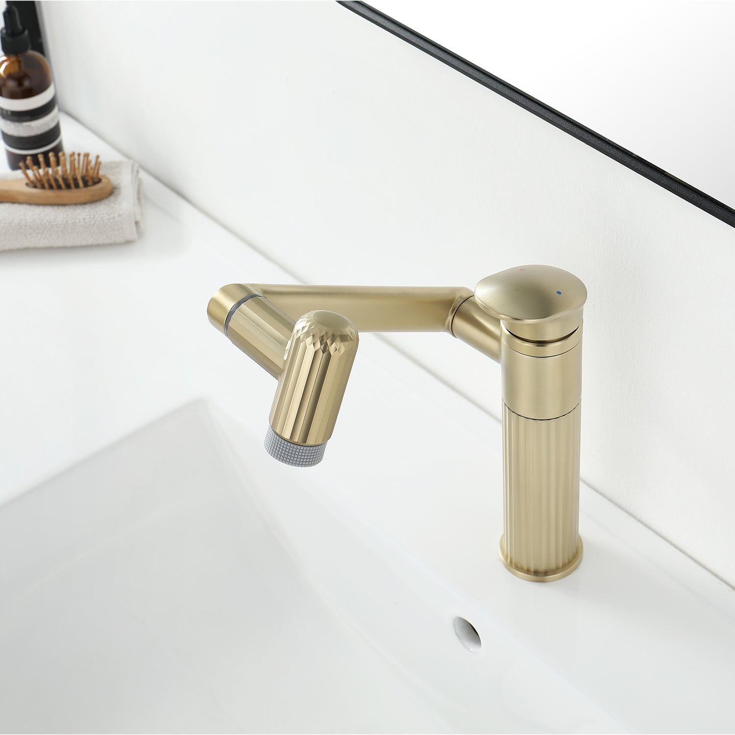 Recertified-Lefton 360° Rotatable Single-Hole Bathroom Faucet-BF2208-US