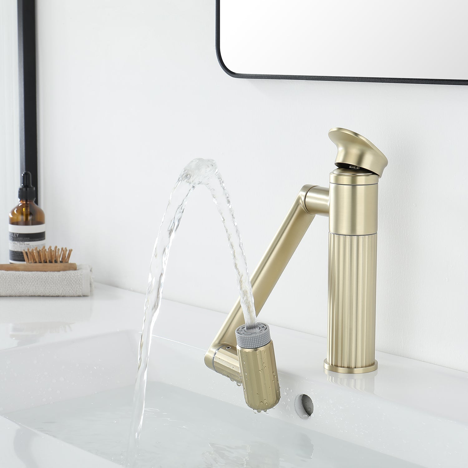 Recertified-Lefton 360° Rotatable Single-Hole Bathroom Faucet-BF2208-US