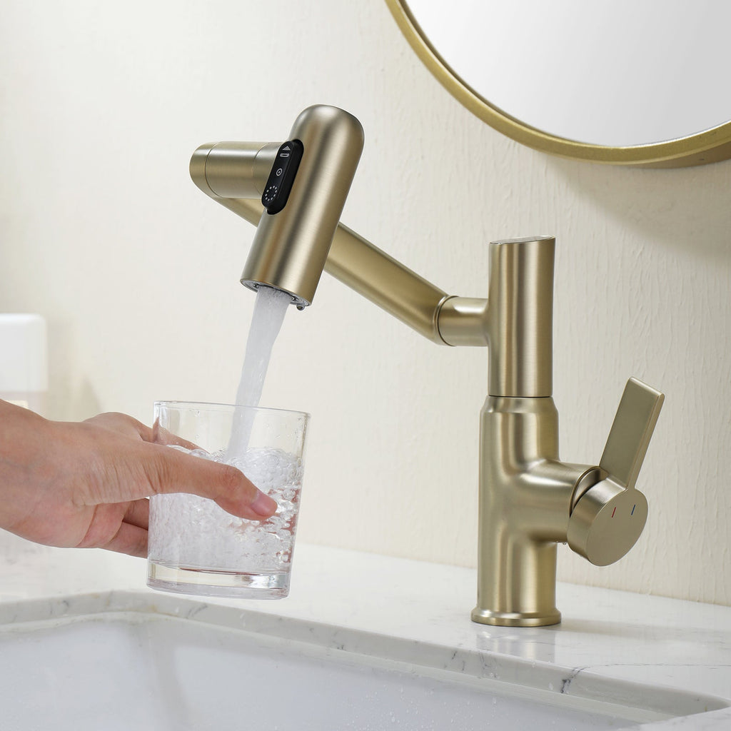 Recertified-Lefton Single-Hole Rotatable Faucet with Temperature Display-BF2204-US