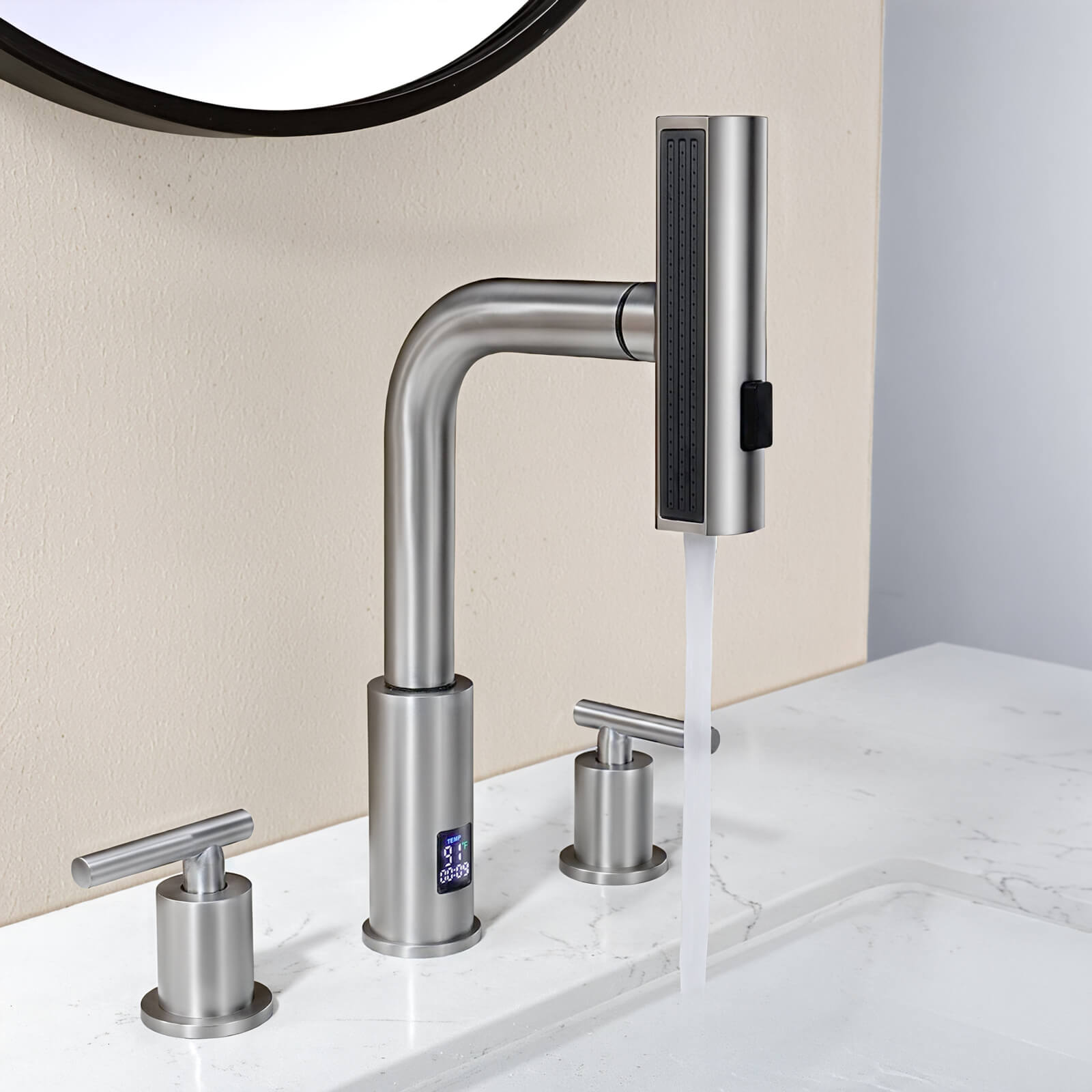 Recertified-Lefton Two-Handle Widespread Waterfall Bathroom Faucet-BFWS2401-US