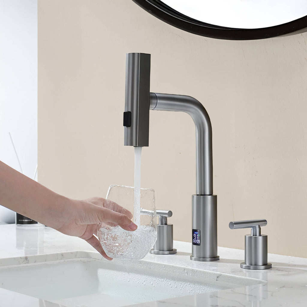 Recertified-Lefton Two-Handle Widespread Waterfall Bathroom Faucet-BFWS2401-US