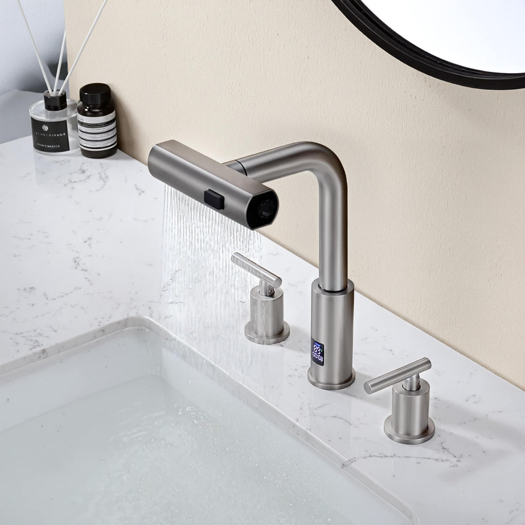 Recertified-Lefton Two-Handle Widespread Waterfall Bathroom Faucet-BFWS2401-US