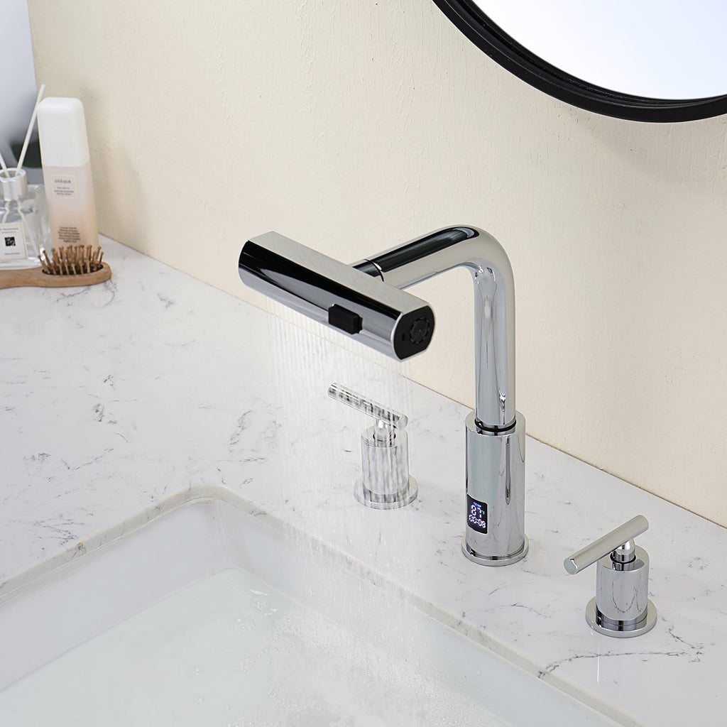 Recertified-Lefton Two-Handle Widespread Waterfall Bathroom Faucet-BFWS2401-US